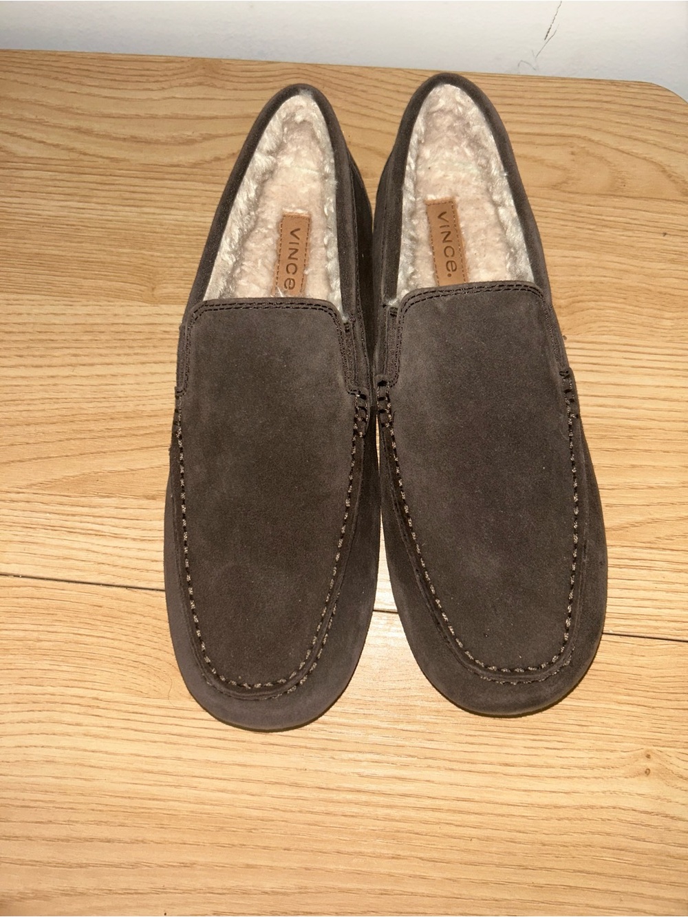 Vince Men's Dark Brown Suede Slip-On Moccasin Slippers
